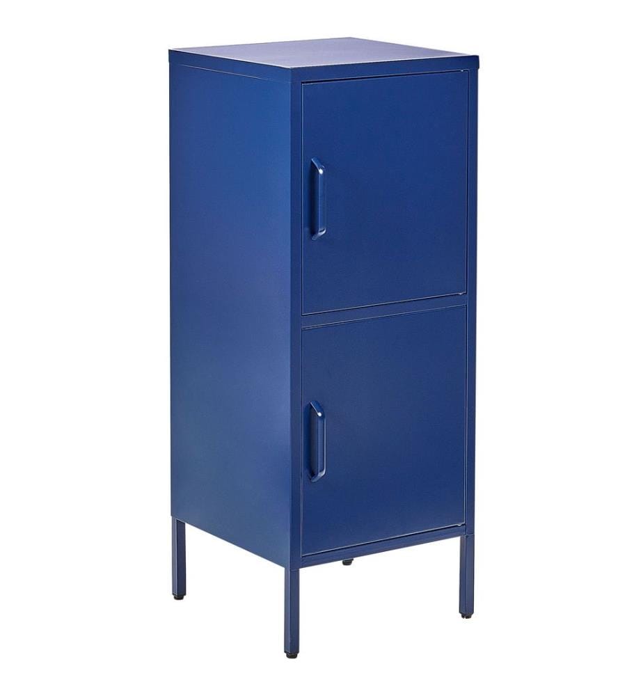 Hoher Aktenschrank Weiss Stahl 40x40x102 cm mit 2 Türen 4 Ablagefächern 2 Griffen Büro Wohnzimmer Schlafzimmer Bad Flur Diele