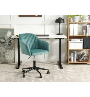Arbeitshocker Mintgrün Samtstoff Modern Höhenverstellbar Drehbar Rollbar Bürostuhl Home-Office Büro Arbeitszimmer Ausstattung Sitzmöbel