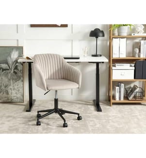 Arbeitshocker Taupe Samtstoff Modern Höhenverstellbar Drehbar Rollbar Bürostuhl Home-Office Büro Arbeitszimmer Ausstattung Sitzmöbel