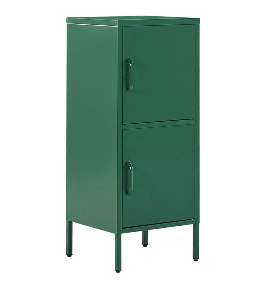 Hoher Aktenschrank Grün Stahl 40x40x102 cm mit 2 Türen 4 Ablagefächern 2 Griffen Büro Wohnzimmer Schlafzimmer Bad Flur Diele