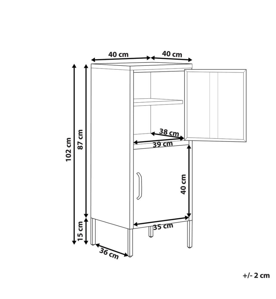 Hoher Aktenschrank Grün Stahl 40x40x102 cm mit 2 Türen 4 Ablagefächern 2 Griffen Büro Wohnzimmer Schlafzimmer Bad Flur Diele