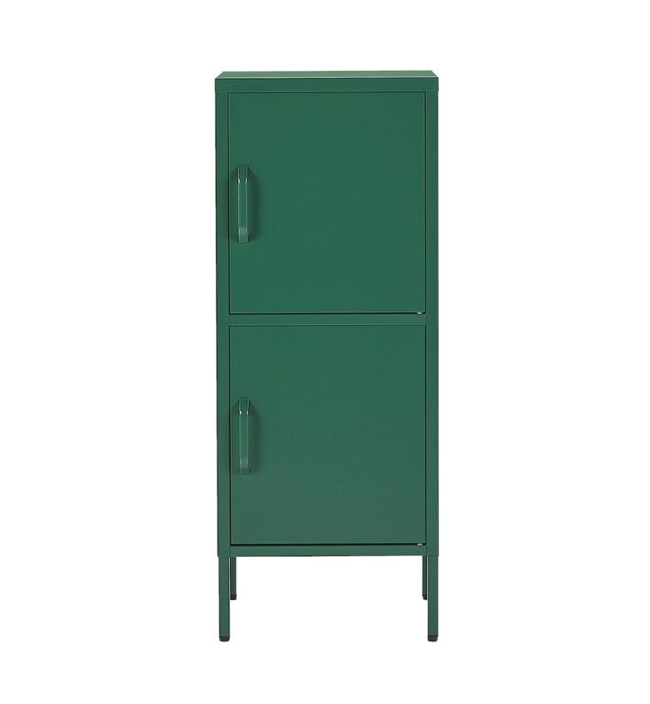 Hoher Aktenschrank Grün Stahl 40x40x102 cm mit 2 Türen 4 Ablagefächern 2 Griffen Büro Wohnzimmer Schlafzimmer Bad Flur Diele