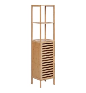 Etagère Bois Clair en Bambou Salle de Bain Rangement Porte Style Minimaliste