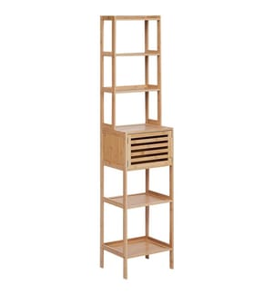 Etagère Bois Clair en Bambou Salle de Bain Rangement Porte Style Moderne