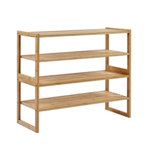 Etagère 4 Niveaux de Salle de Bain Bois Clair en Bambou Rangement Accessoires