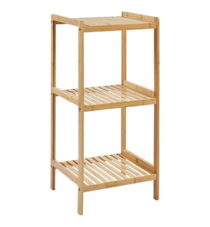 Etagère de Salle de Bain Bois Clair en Bambou 3 Niveaux Accessoires