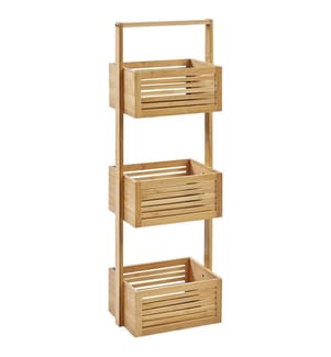 Etagère Bois Clair en Bambou 3 Etages Rangement Salle de Bain