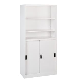Armoire de Rangement Blanche en Métal avec Étagères Ouvertes 2 Portes Bureau Home Office Moderne