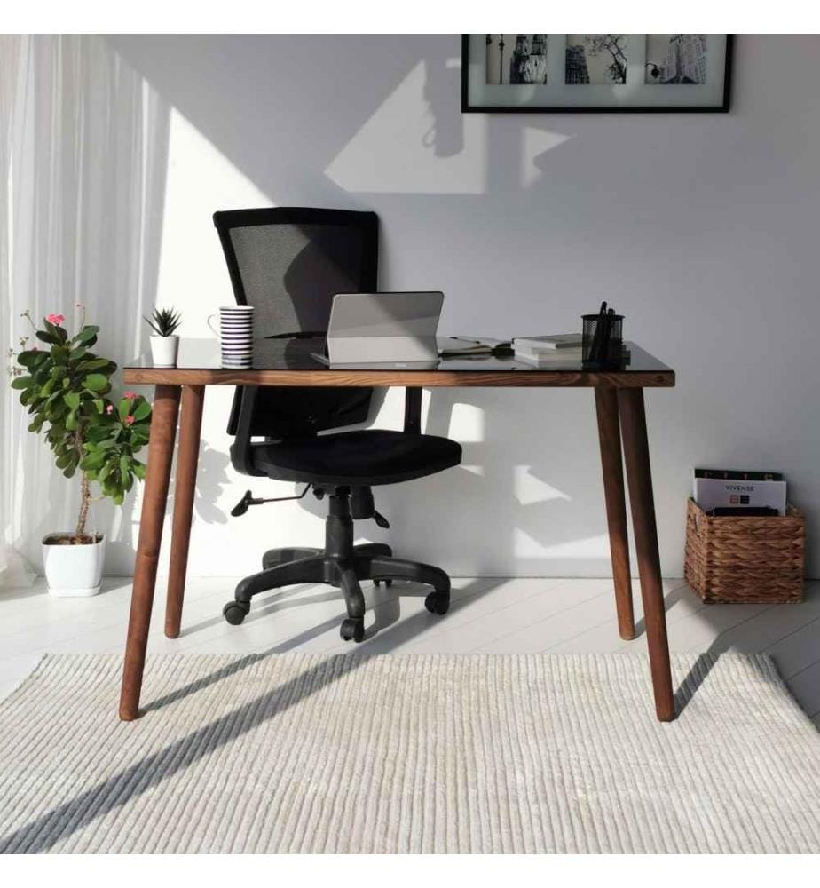 Arbeitstisch, Nussbaum, Kiefer Massivholz