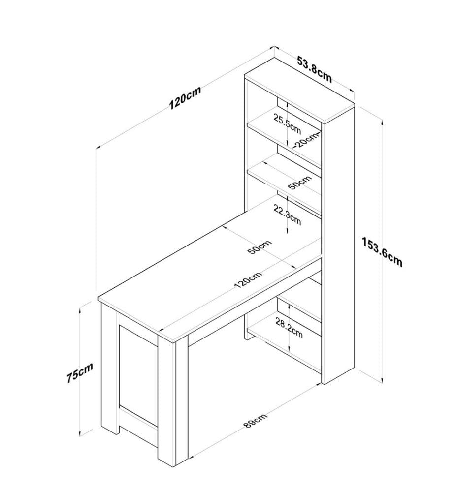 Table de cuisine, noyer, blanc, panneau de particules mélaminé