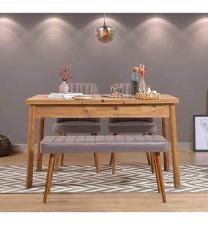 Ensemble table et chaises, 4 pièces, pin atlantique gris, panneau de particules mélaminé