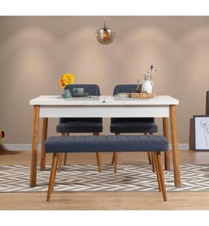 Ensemble table et chaises, 4 pièces, pin atlantique bleu marine, panneau de particules mélaminé