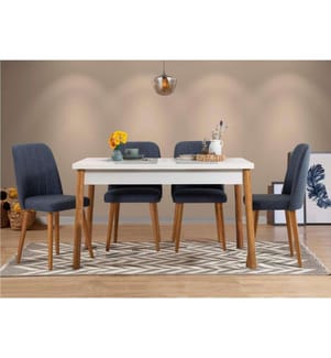 Ensemble table et chaises, 5 pièces, pin atlantique bleu marine, panneau de particules mélaminé