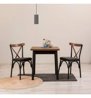 Ensemble table et chaises, 3 pièces, noir, panneau de particules mélaminé