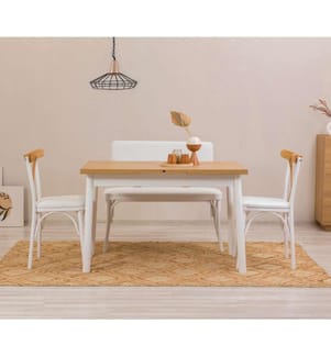 Ensemble table et chaises, 4 pièces, blanc, panneau de particules mélaminé