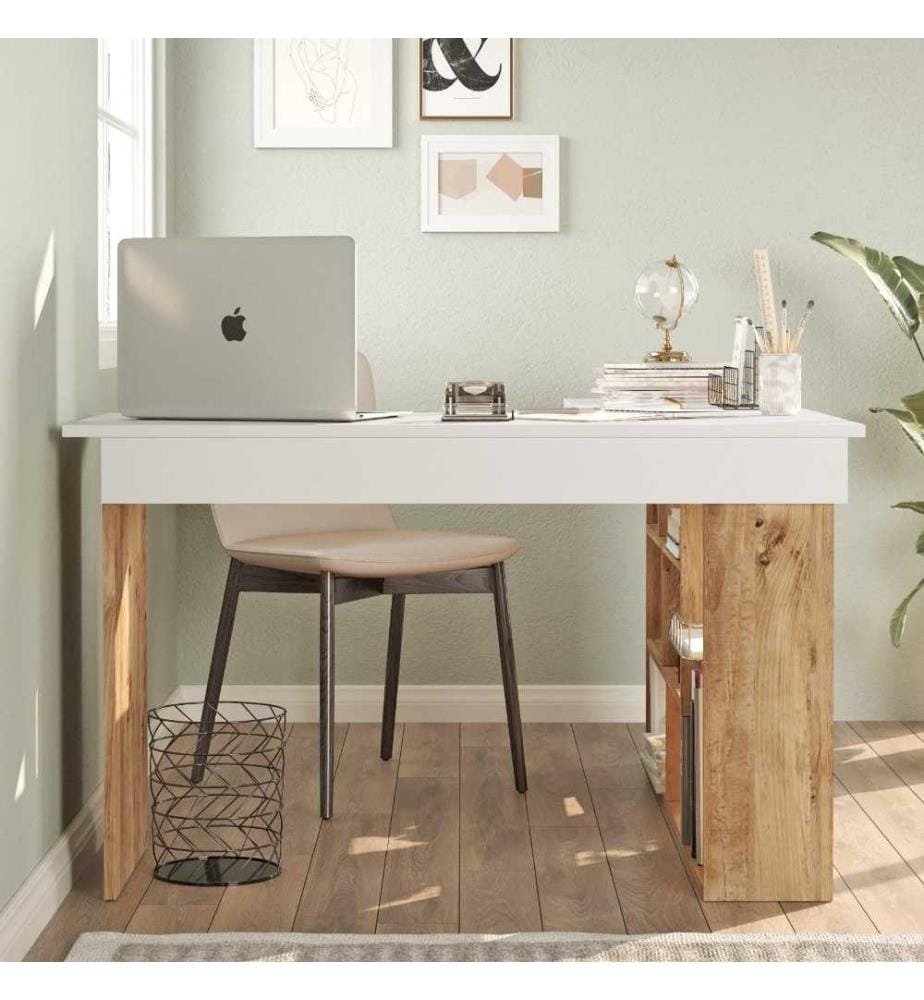 Arbeitstisch, Atlantic Pine White, Melaminbeschichtete Spanplatte