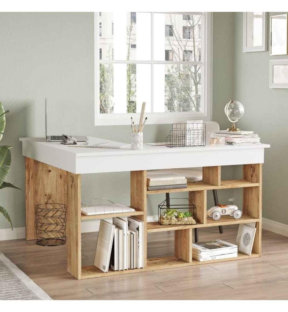 Arbeitstisch, Atlantic Pine White, Melaminbeschichtete Spanplatte