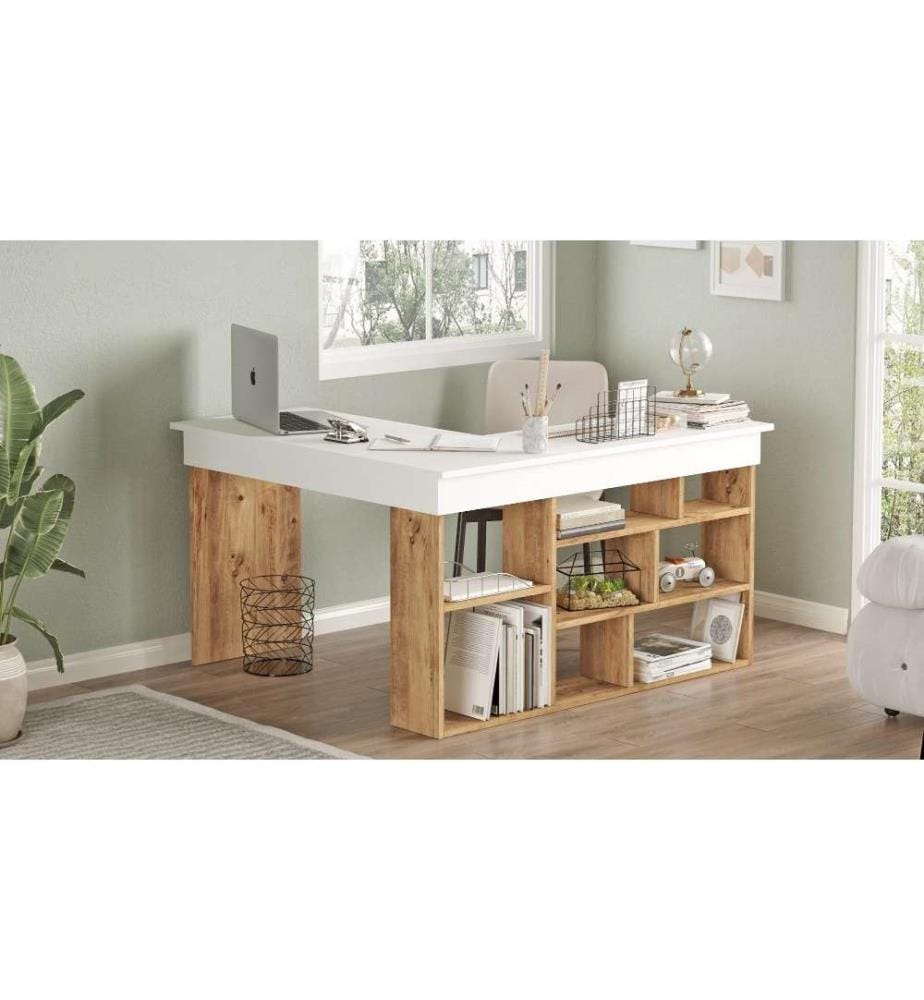 Arbeitstisch, Atlantic Pine White, Melaminbeschichtete Spanplatte