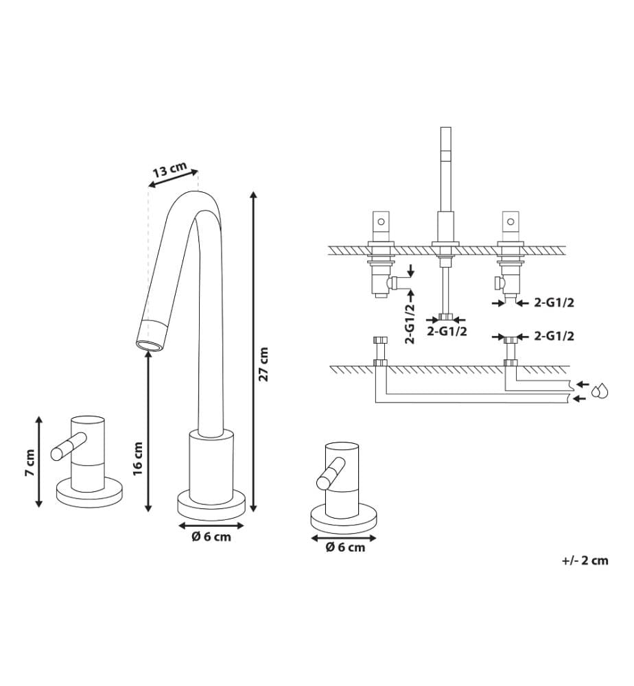 Robinet Mélangeur en Laiton et Acier Inox Noir Mat Parfait pour Lavabo Vasque Accessoire Déco de Salle de Bain Moderne et Minimaliste