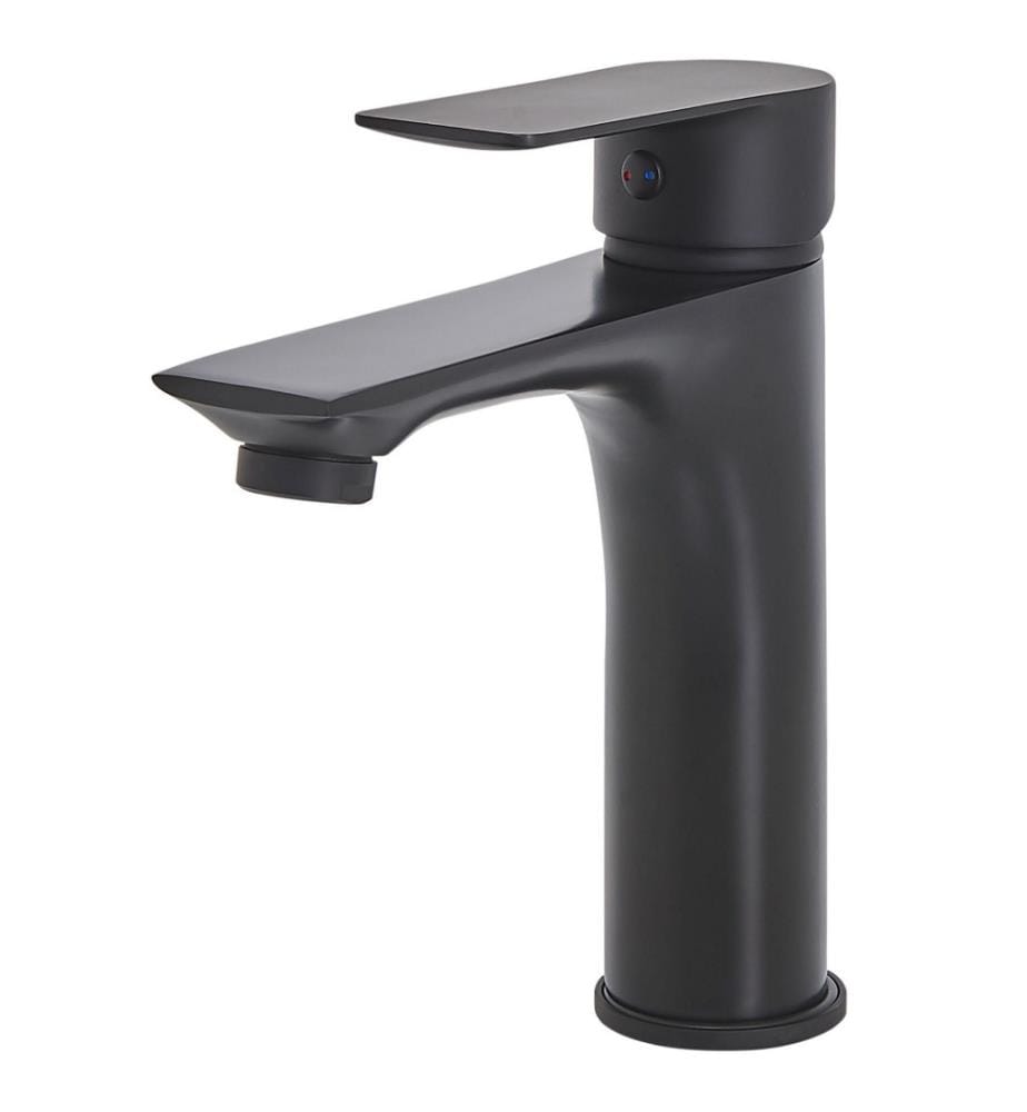 Robinet Mitigeur en Laiton et Acier Inox Noir Mat Ajout Design au Lavabo et Accessoire Déco pour Salle de Bain Moderne et Minimaliste
