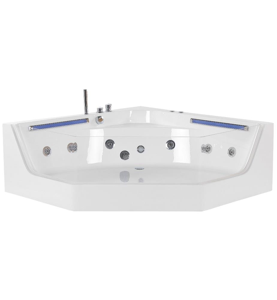Baignoire Balnéo Angle à Gauche en Acrylique Blanc Très Design Avec Eclairage Led pour Salle de Bains Moderne et Minimaliste