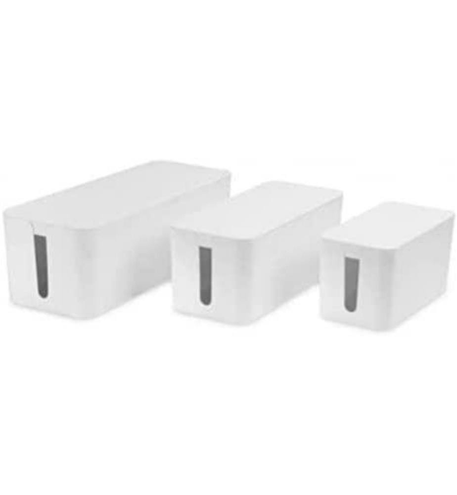 2er Set Kabel-Aufbewahrungsboxen | Kabelmanagement Für Schreibtisch & TV | ABS Mit Bambus-Deckel