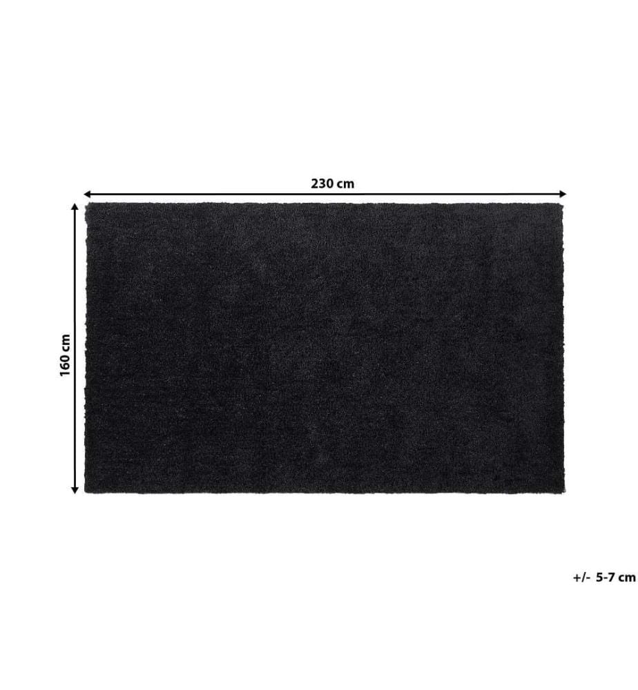 Tapis Poils Longs Shaggy Noir en Polyester et Coton Très Doux au Toucher pour Chambre ou Salon au Style Moderne 160 x 230 cm