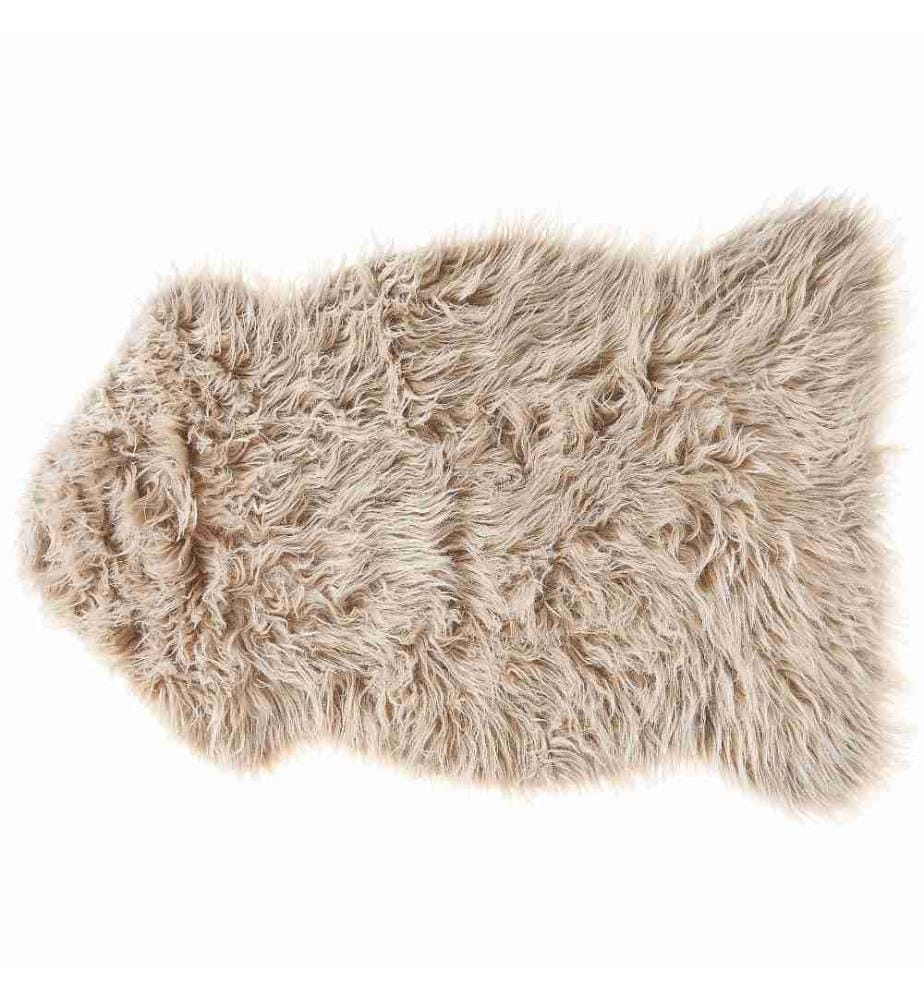 Westernpad Dayton 78x78cm - Kunstfell Pad Mit Wildlederbesatz Beige