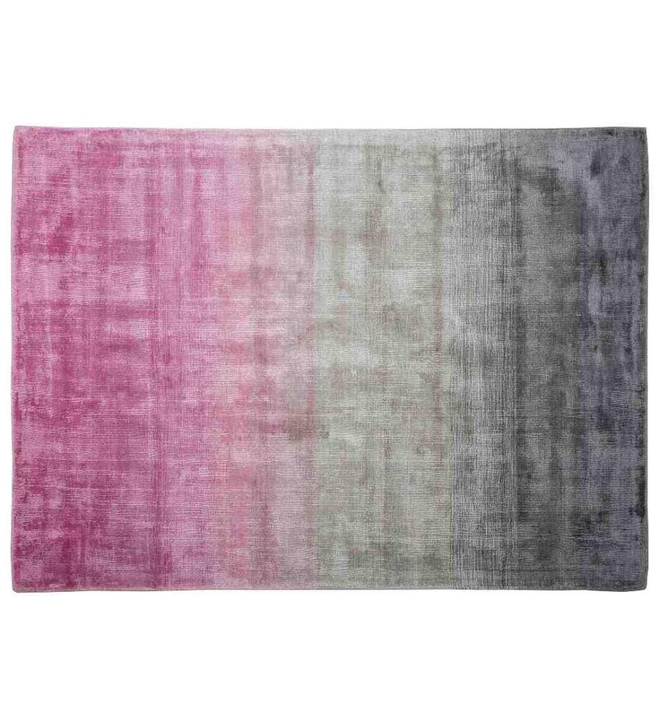 Teppich Grau mit Rosa 160 x 230 cm Kurzflor aus Viskose mit Farbverlauf Handgewebt Rechteckig Modern