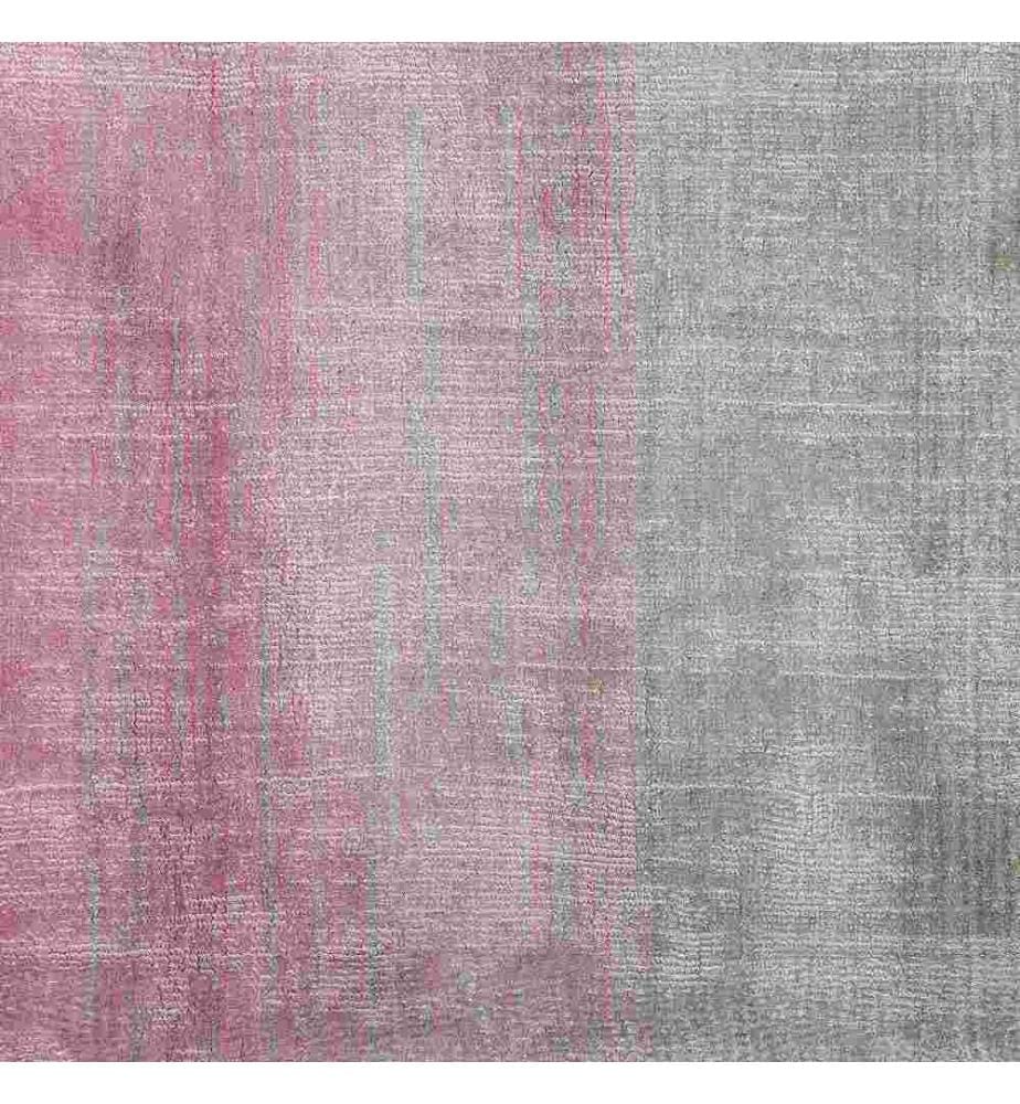 Teppich Grau mit Rosa 160 x 230 cm Kurzflor aus Viskose mit Farbverlauf Handgewebt Rechteckig Modern