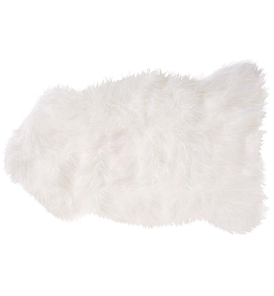 Kunstfell Teppich Weiss Webpelz Stoff Schaf Fellform Pelzimitat Bettvorleger Läufer Überwurf für Sitzmöbel Sofa Couch Sessel Stühle