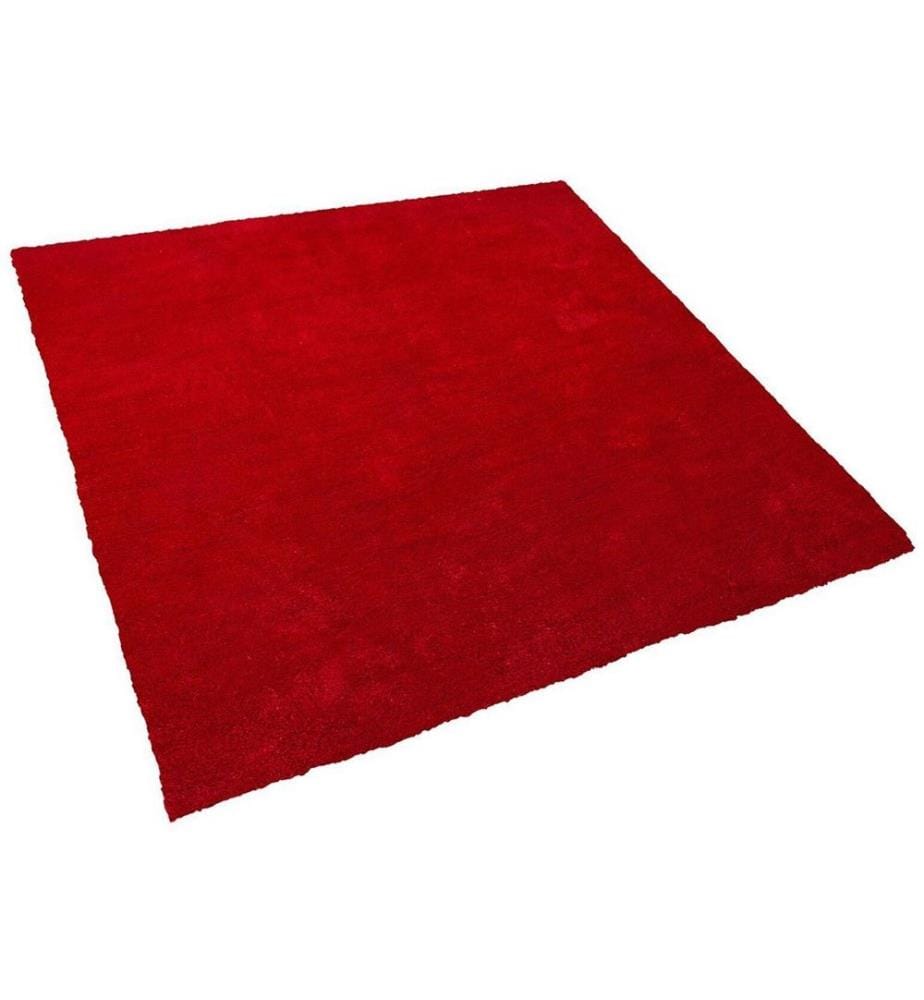 Teppich Rot Polyester 200 x 200 cm Quadratisch Hochflor Modern Maschinengetuftet Fussbodenheizung Geeignet Wohnzimmer Schlafzimmer Flur