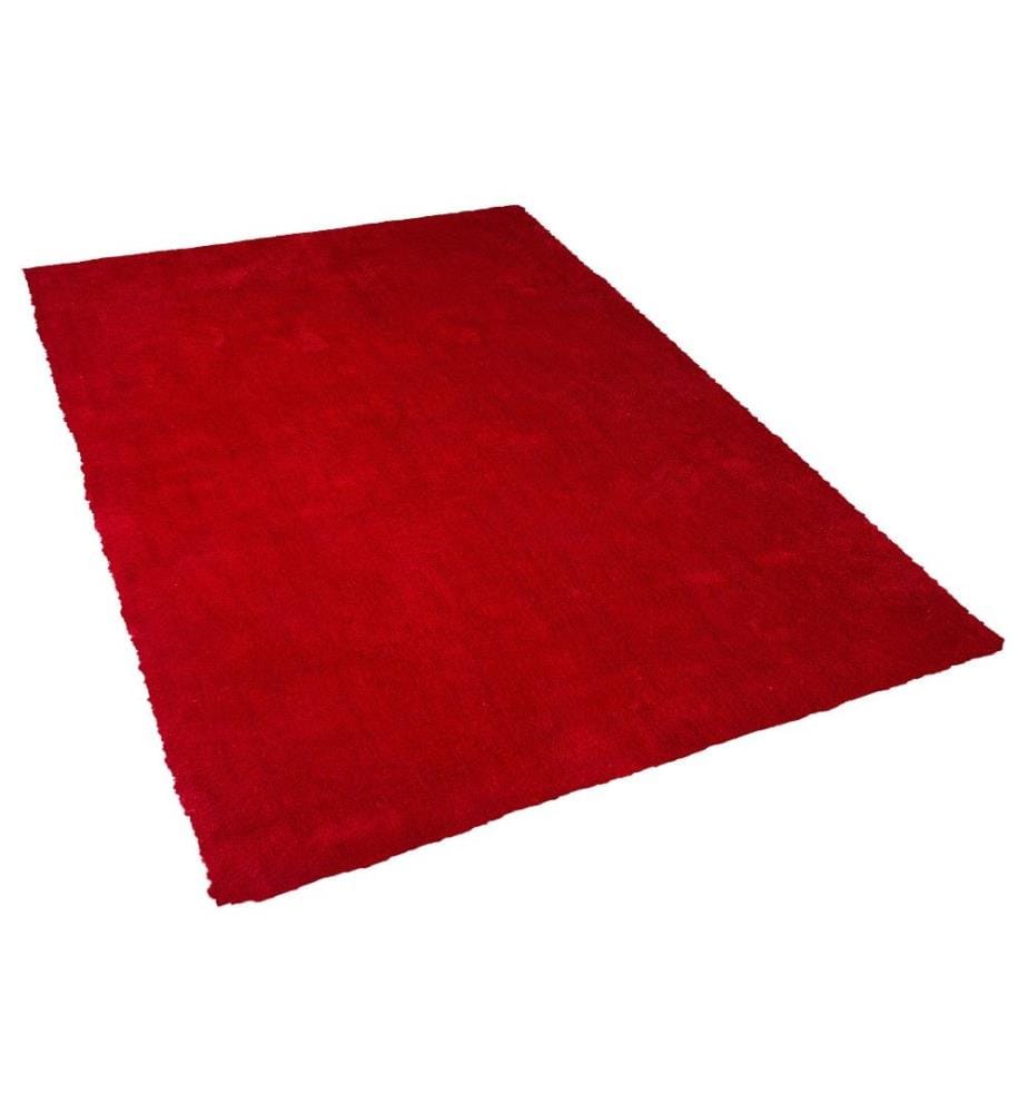 Teppich Rot Polyester 140 x 200 cm Rechteckig Hochflor Modern Maschinengetuftet Fussbodenheizung Geeignet Wohnzimmer Schlafzimmer Flur