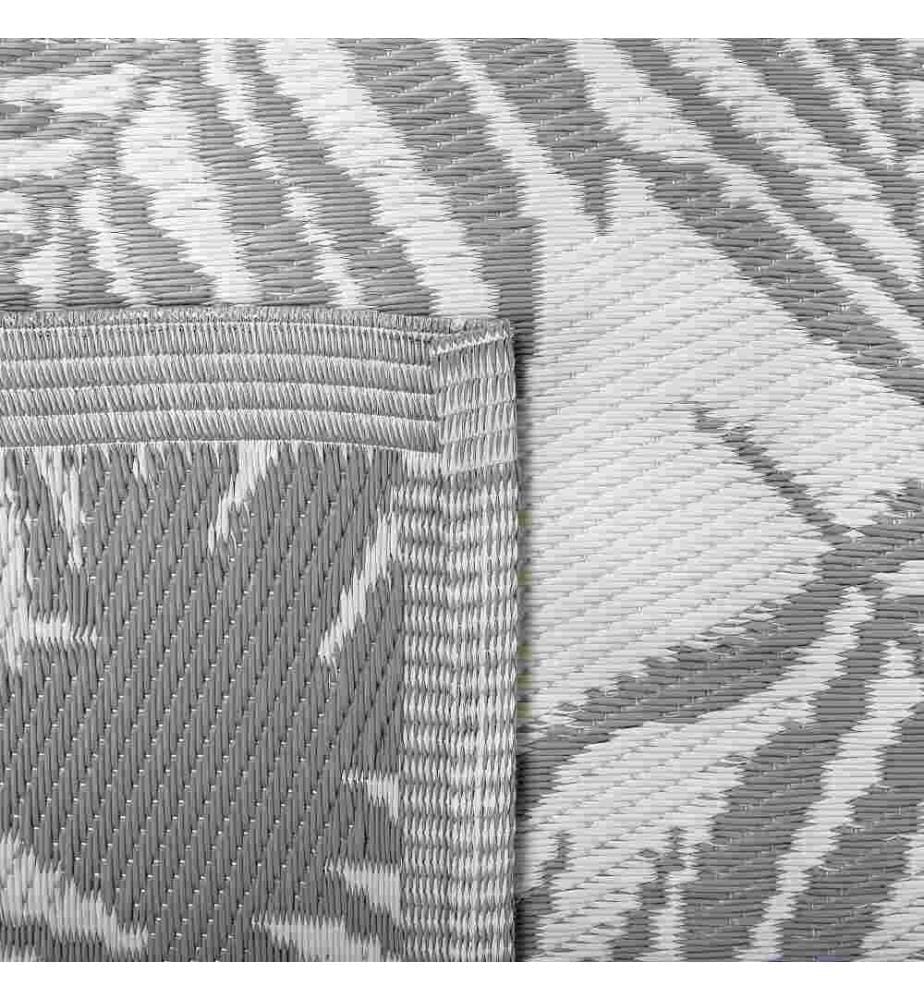 Tapis d'Extérieur Gris Clair en Polypropylène Motif de Feuille pour Terrasse au Style Moderne 120 x 180 cm