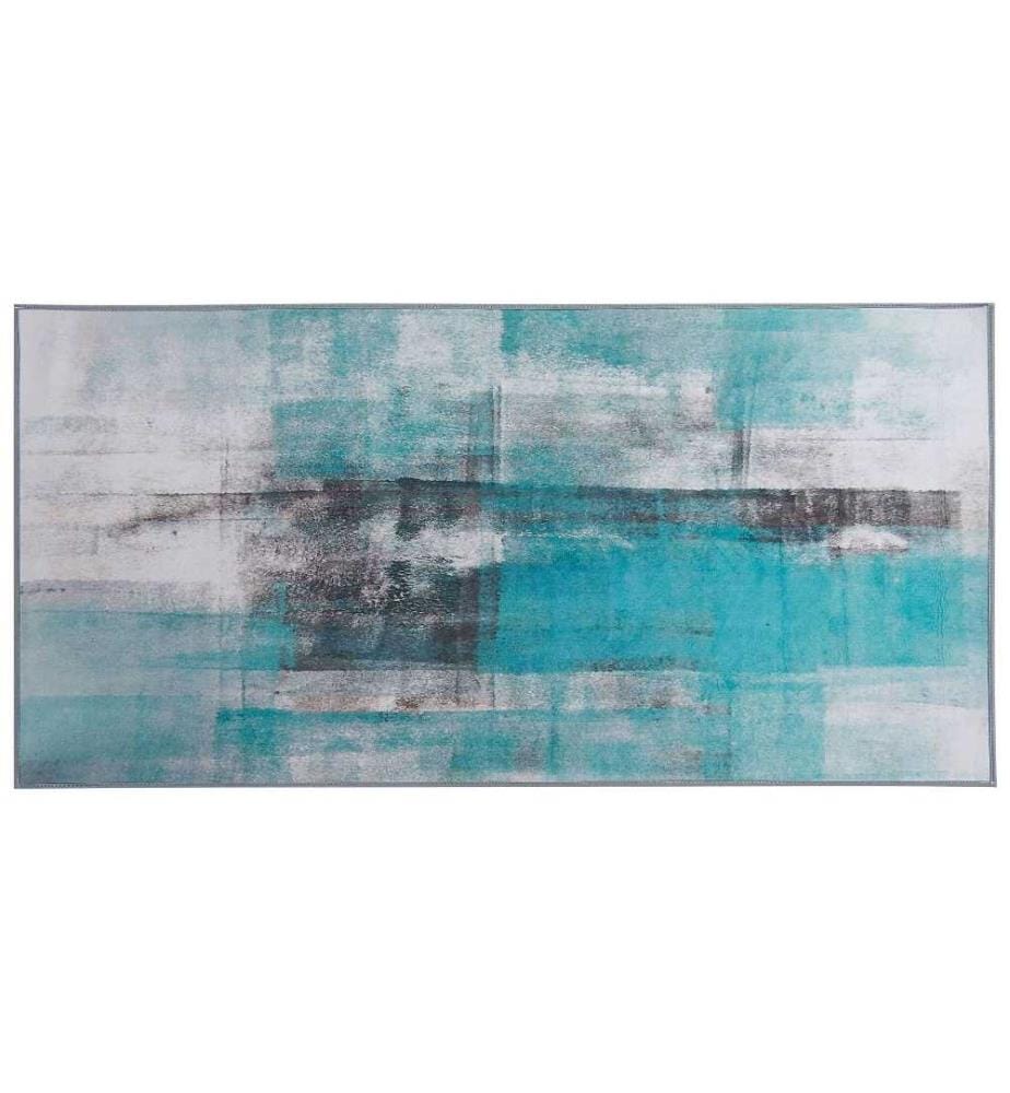 Teppich Blau 80 x 150 cm Kurzflor mit mehrfarbigem Muster Abstrakt Modern