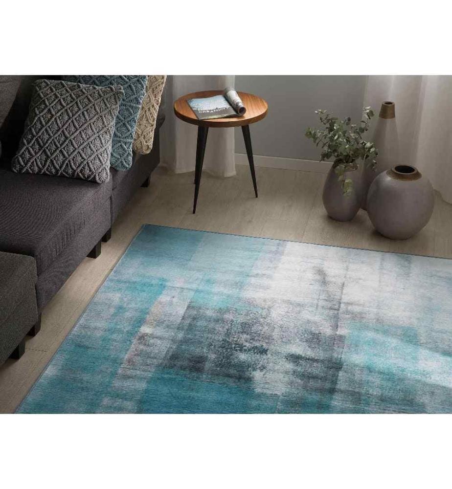 Teppich Schwarz Blau Weiss Polyester 160 x 230 cm Kurzflor Abstrakt 3D Rechteckig