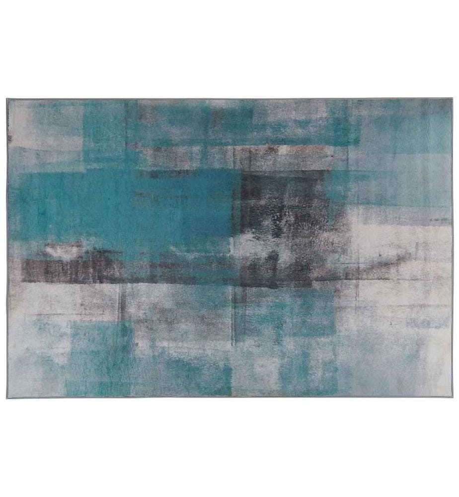 Teppich Schwarz Blau Weiss Polyester 160 x 230 cm Kurzflor Abstrakt 3D Rechteckig