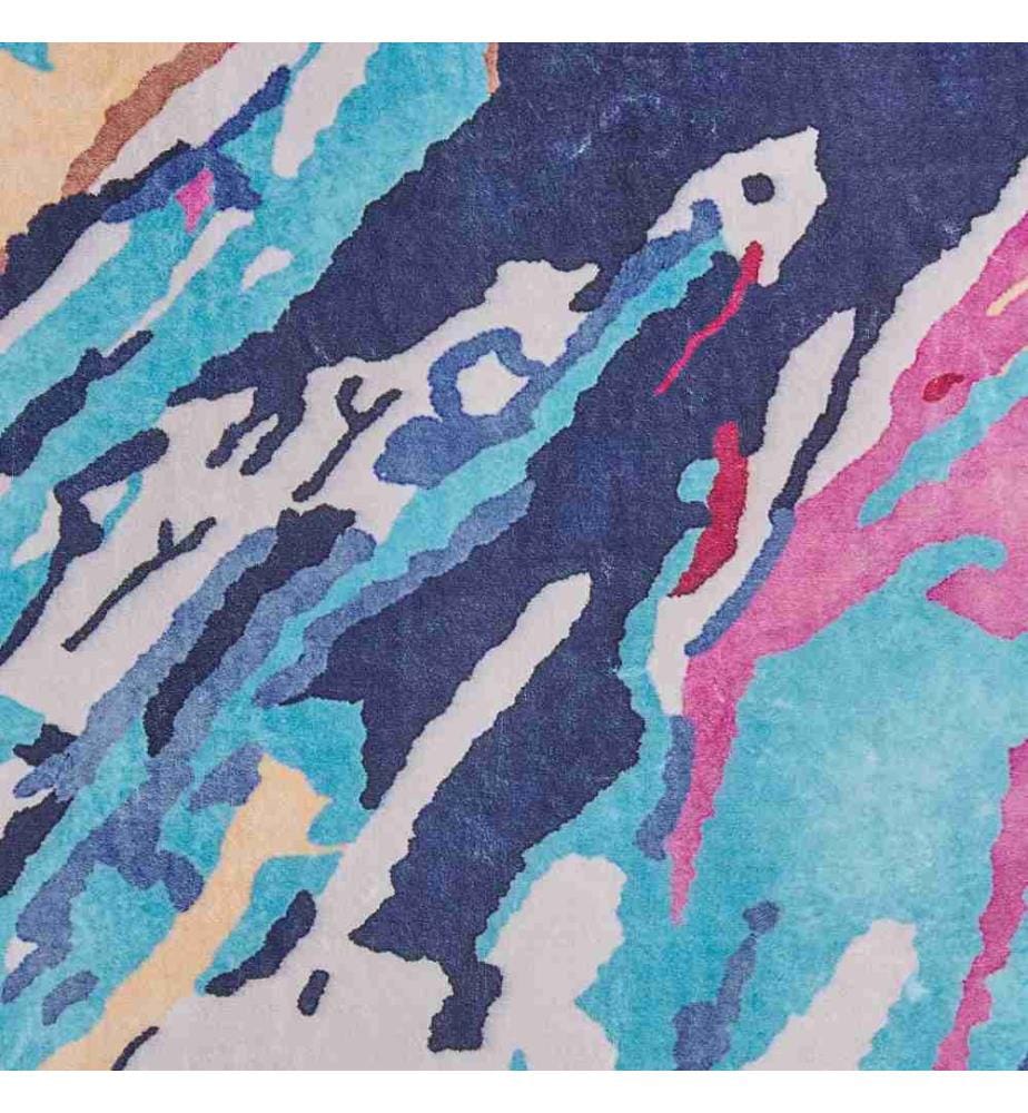 Teppich Bunt Polyester 80 x 150 cm Kurzflor Aquarell Design Bedruckt Rechteckig