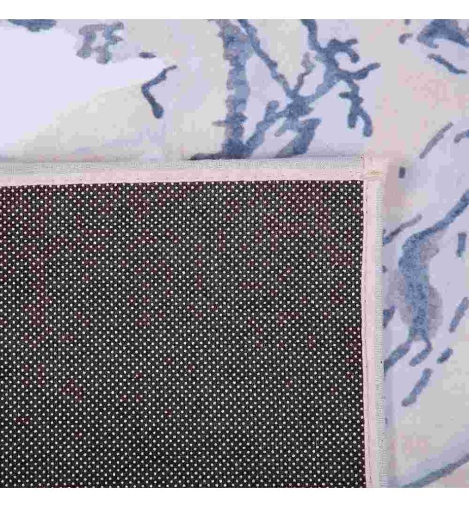 Tapis Rectangulaire Bleu et Beige en Polyester avec Motif Tâches pour Salon Moderne 140 x 200 cm