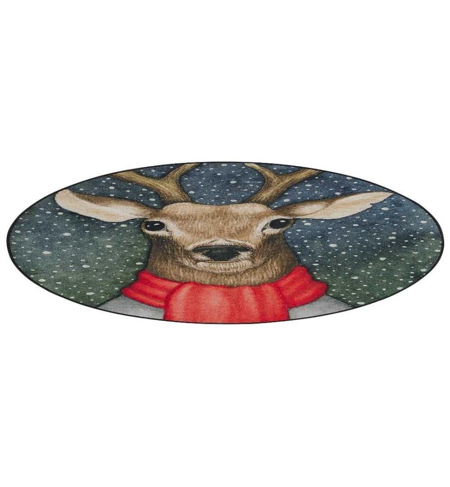 Teppich Bunt Polyester 140 x 140 cm Kurzflor Weihnachten Bedruckt Rund