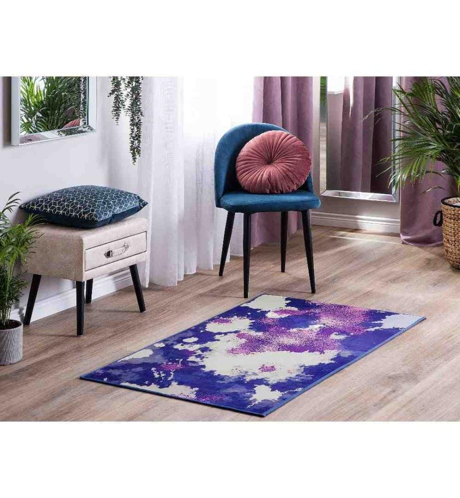 Teppich Bunt 80 x 150 cm aus Polyester Kurzflor mit extravagantem Muster Abstrakt Rechteckig Bedruckt Modern