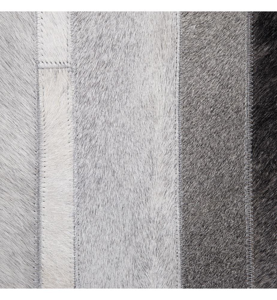 Teppich Grau 140 x 200 cm aus Leder mit  Streifen Handgefertigt Rechteckig Modern