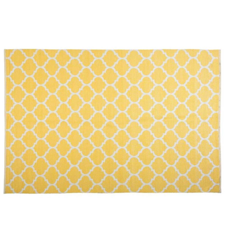 Tapis Beige en PVC 140 x 200 cm Réversible Fabriqué à la Main pour Salon Moderne Matière Robuste Facile à Entretenir