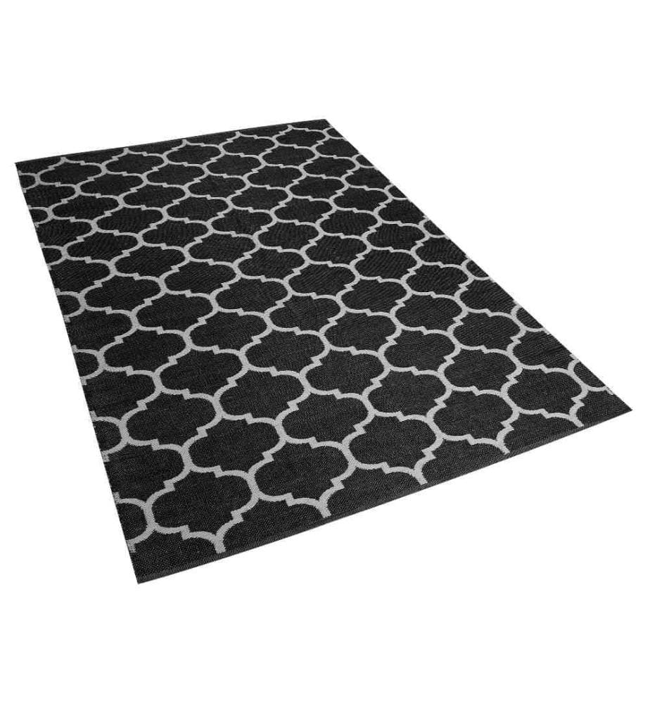 Tapis Noir et Blanc en PVC 140 x 200 cm Double Face pour Salon ou Chambre Moderne