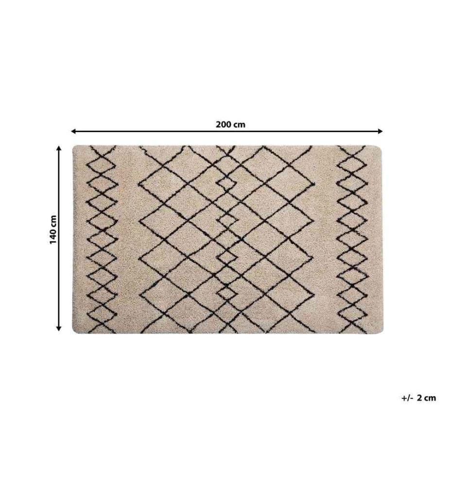 Teppich Schwarz mit Weiss 140 x 200 cm mit Geometrisches Muster Getuftet Rechteckig Klassisch