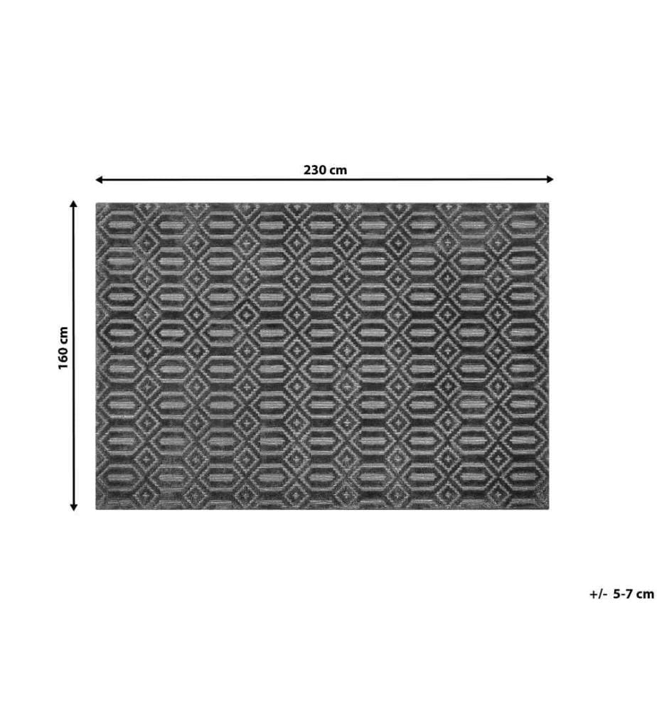 Teppich Dunkelgrau Viskose 160 x 230 cm Kurzflor Rauten Modern Handgewebt Rechteckig