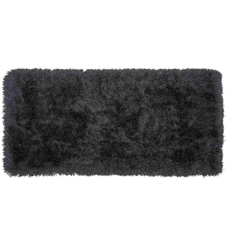 Tapis Shaggy Poil Long Noir en Polyester et Coton pour Chambre ou Salon au Style Scandinave 80 x 150 cm