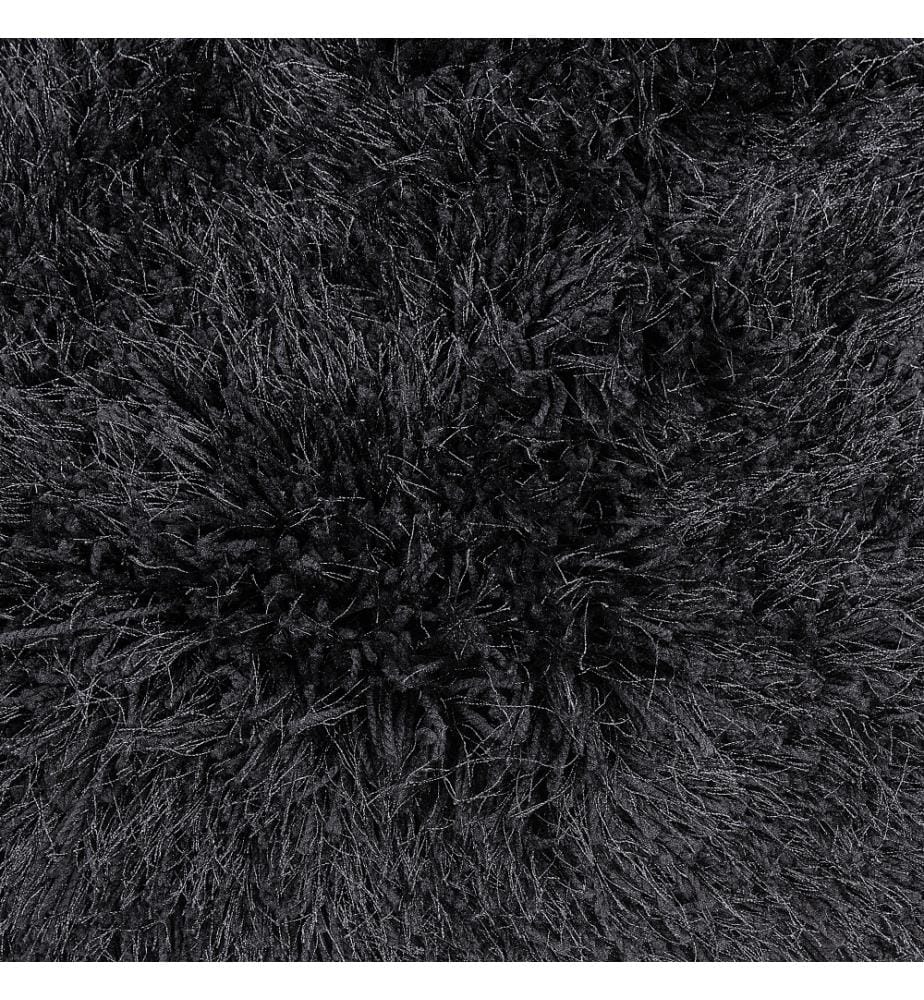 Tapis Shaggy Poil Long Noir en Polyester et Coton pour Chambre ou Salon au Style Scandinave 80 x 150 cm