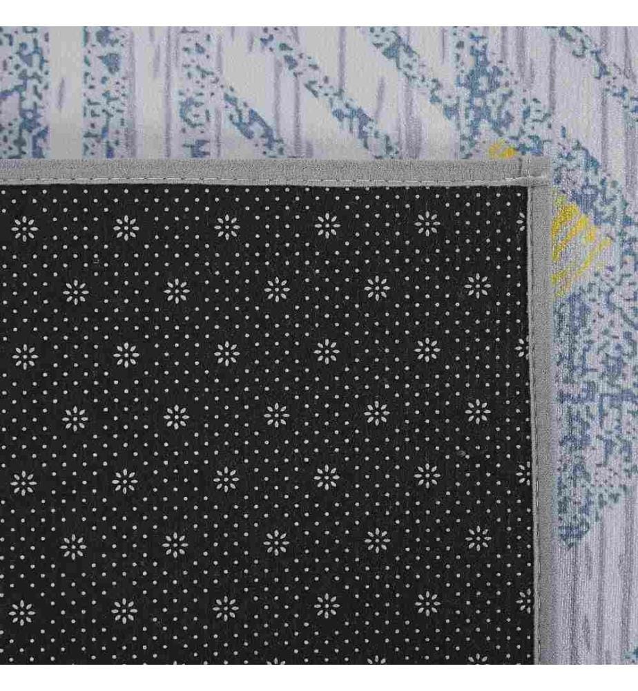 Teppich Grau / Gelb 80 x 150 cm geometrisches Muster Kurzflor Maschinengewebt Pflegeleicht Rechteckig Modern