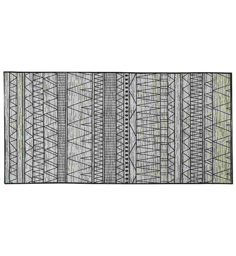 Tapis Rectangulaire Noir et Gris en Polyester pour Chambre ou Salon au Style Moderne 80 x 150 cm